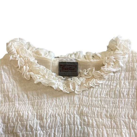 Exotic Brand Womens Silk Top Bottom Set Ruffled Collar Size XS Sheer Gauze Sheer - Picture 9 of 16